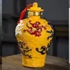 Garrafa de Vinho de Cerâmica Jingdezhen Pote Selado Jiulong Coleção Doméstica Artesanato Pote de Vinho 5kg Embalado Pote Selado de Vinho Maotai