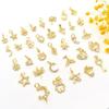 Accesorios de Circonita Micro-incrustada de Oro de 18K Estrella Luna Flor Mariposa Amor Colgante DIY Collar Aretes Colgante Joyería