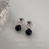 Aretes de perla negra coreana de alta gama aretes sencillos de moda Joker aretes de nicho de temperamento retro joyería para la oreja fábrica