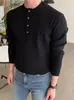 Suéter de punto con botones y cuello alto para hombre, suéter informal de otoño e invierno, jersey de punto de manga larga