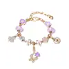 2025 Panjia Nuevo Más Vendido Mariposa de Diamante Trébol Corazón Flor Morada Pulsera de Abalorios DIY al por Mayor