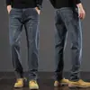 Jeans masculinos italianos de alta qualidade 2026 novo modelo, corte reto solto, elástico, casual de negócios, estilo primavera e outono, calça comprida