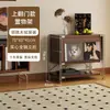 Estantería para sala de estar, mueble minimalista estilo Bauhaus con puertas abatibles, estante de almacenamiento, mueble multifuncional de pie para dormitorio o estudio