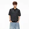 2026 Novo Modelo Estilo Old Money Pronto para Envio Tricô de Luxo Leve Camisa Polo Color Block Listrada com Toque de Alto Padrão, Unissex