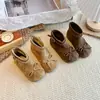 Botas para Niña 2026 Nuevo Otoño Botas de Piel con Suela Suave y Moño Botas Birkenstock Retro con Estilo para Niña Pequeña
