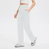 Calça Esportiva Drapeada Chaijue para Mulheres, Perna Larga Leica Cintura Alta Casual para Exterior, Calça de Fitness Yoga Escovada de Alta Elasticidade