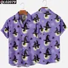 Estación Independiente Transfronteriza Halloween Impresión Digital 3D Manga Corta talla extra para Hombre Holgada Camisa de Fiesta Kuso