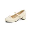 Weimei Girl 173-6 Zapatos de Salón Individuales de Tacón Grueso Estilo Francés Boca Baja para Mujer Primavera/Verano 2026 Nuevos Zapatos Mary Jane Plateados de Gama Alta
