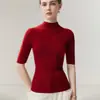 Suéter de Cachemira para Mujer Baicaierong Otoño/Invierno 2026, Manga Corta, Cuello Semi Alto, Diseño Versátil, Tejido de Lana