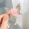 Pinza para el Cabello de Diamante y Pelo de Visón Accesorios para el Cabello de Princesa Pinza para el Cabello de Mariposa Móvil Pinza para el Flequillo de Niña Pequeña Accesorios para la Cabeza de Niños