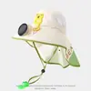Chapéu de Sol com Ventilador Solar para Crianças, Chapéu de Sol Unissex, Chapéu de Sol Respirável com Aba Larga de Malha para Bebê