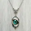 Colar com Pingente Oval de Vidro Paisagem Aurora Elegante - Joia Masculina Fashion Vintage Banhada a Prata