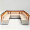 Lujo Ligero Gama Alta Personalizado Acero Inoxidable Cabina Sofá Mesa y Sillas Hierro Forjado Estilo Industrial Restaurante de Catering Postres Hot Pot Té con Leche