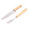 Set de dos piezas de cuchillo y tenedor de acero inoxidable transfronterizo, mango de roble, bolsa de tela, juego para parrilla, barbacoa, estilo camping al aire libre, herramientas para barbacoa