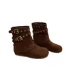 2026 Nuevas Botas Cortas de Piel Genuina con Plataforma Oculta de 4 cm para Mujer Estilo Martin Botas Retro con Hebilla Botas de Tacón Apilado Botas para Pantalones