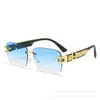 Gafas de Sol Cuadradas de Alta Gama con Borde Recortado Sin Marco Serie H Moda Transfronteriza Europea y Americana para Hombres y Mujeres Gafas de Sol para Viajes
