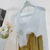 Cárdigan de Punto con Protección Solar para Mujer, Cubre-Traje de Verano Combinado con un Vestido de Tirantes, Prenda Exterior Delgada con un Botón, Top Azul, Chal Pequeño