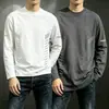 [Compra uno y llévate otro gratis] Camiseta de manga larga fina de otoño para hombre, elástica, corte holgado, informal moderna con cuello redondo, camiseta básica