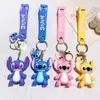 Llavero de Puntada de Alta Calidad Muñeca de Plástico Suave PVC Creativo Lilo y Stitch Colgante para Llave de Coche Regalo