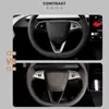 Parche Decorativo para Volante Adecuado para la Nueva Versión del Modelo Y/3 de Tesla Patrón de Fibra de Carbono Anti-Rayaduras Accesorios de Modificación Interior