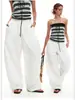 2026 Estilo Popular Europeo y Americano Transfronterizo Pantalones de Globos con Cintura Plisada Suelta Estilo Francés Pantalones Casuales para Mujer
