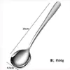 Aço Inoxidável 304 Cabo Longo Elegante Cabeça Redonda Colher Doméstica Simples Dourada Colher de Comer Colher de Sopa Colher de Sobremesa Atacado