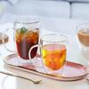 Taza de agua de vidrio de borosilicato con forma de huevo y asa para sala de estar, oficina, vidrio transparente, para jugo, leche, café, taza de doble capa