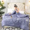 Colcha Acolchoada Amiga da Pele Escovada Quatro Estações Roupa de Cama Quente Individual Dupla Colcha de Inverno Colcha de Algodão Fornecimento de Comércio Exterior
