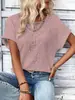 2024 Amazon Europea y Americana Primavera y Verano Nueva Estación Independiente Camiseta de Manga Corta con Empalme de Encaje Lista para Enviar Ropa Femenina Transfronteriza