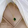Acero de TitanioEsmeraldaLuz de LujoEstilo de CorteEleganteMagníficoCollar Completo de Diamantes para MujerVersátilCadena para ClavículaCadena de Acero de Titanio