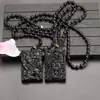 Colgante de Obsidiana de Vidrio Tallado de Doble Cara Guan Gong Collar para Hombre Obsidiana Wu Guan Yu Guan Erye Colgante de Collar