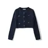 Traje de Tweed Estilo Chanel, Chaqueta Corta de Cuello Redondo, Falda Corta de Cintura Alta Corte A, Elegante Conjunto de Dos Piezas para el Trabajo, Estilo Primavera y Otoño