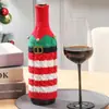 Funda de Botella de Vino Navideña, Portabotellas Tejido a Rayas, Decoración Festiva para Cocina Mesa de Comedor, Envoltura de Regalo de Navidad para Vino Tinto