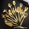 Juego de Utensilios de Cocina de Acero Inoxidable Cuchara Dorada Espátula Juego de 14 Piezas Cuchara para Sopa Cuchara para Platos Espátula Plana Perforada Cuchara para Polvo Cuchara para Aceite para Parrilla