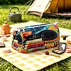 Bolsa de maquillaje de terciopelo para productos nuevos transfronterizos Temu Amazon, bolsa de almacenamiento portátil con estampado de gato, organizador de viaje con doble cremallera