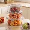 Caja de almacenamiento transparente de gran capacidad de grado alimenticio para refrigerador, recipiente redondo sellado para frutas y verduras de cocina doméstica