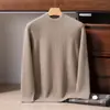 Nova coleção outono/inverno: Suéter 100% caxemira pura para homens, com gola alta discreta, malha de calibre 7, tecido espesso, mangas raglan e estilo pullover