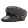 Gorra Azul Marino Otoño e Invierno Boina Otoño e Invierno Hebilla Metálica Sombrero Octagonal Azul Marino Sombrero Octagonal Sombrero de Lana Sombrero Plano Venta al por Mayor