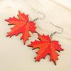Pendientes Cruzados Europeos y Americanos de Hoja de Arce Nuevos para Otoño, Día de Acción de Gracias, Acrílico Hechos a Mano, Pendientes Creativos de Hoja Roja