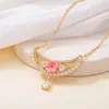 Accesorios de Collar de Flor con Arco Hueco Transfronterizo para Mujer, Diseño de Nicho de Lujo Ligero, Accesorios de Cadena Sencilla para Clavícula para Mujer