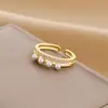 Anillo abierto de lujo con perla y circonita, personalizado, de alta gama, estilo coreano, con diseño de nicho transfronterizo, para mujer.
