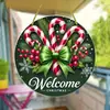 Enfeites Criativos de Natal Transfronteiriços Artesanato em Madeira Placas Redondas para Porta Série Pendurada de Madeira Pingentes Decorativos