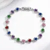 Nueva Pulsera Transfronteriza de Moda Europea y Americana con Color Degradado e Incrustaciones de Zircón Colorido, Pulsera Versátil para Mujer, Venta Directa del Fabricante de Pulseras
