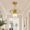 Candelabro de cristal de estilo francés, de lujo ligero, para la entrada, el pasillo o el ventanal; diseño de pétalo dorado, iluminación de balcón estilo princesa