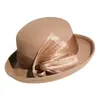 Rongmei 2026 Nuevo Sombrero Clásico Hepburn Transfronterizo con Ala Curva, Sombrero de Mezcla de Seda y Lana, Elegante Sombrero de Estilo Francés