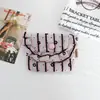 Porta-Cartões Mini Portátil com Aba de Borda Franzida Estilo Coreano, Porta-Identidade, Bolsa Fofa Floral para Fones de Ouvido, Bolsa de Armazenamento para Batom
