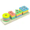 Blocos de construção de formas geométricas para crianças, conjuntos de cinco colunas, educação infantil, correspondência de formas, cognição de cores, brinquedos educativos de madeira