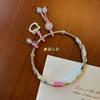 Pulsera con Colgante de Cascabel de Gato Blossom KT Rosa Ajustable de Empuje y Tirón Alto Sentido Diaria Versátil Pulsera para Niña
