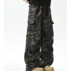 Pantalones de Grulla Camuflados de Bolsillo Múltiple Estilo Americano High Street para Hombre Primavera y Otoño Versátiles de Pierna Ancha Rectos Holgados Casuales