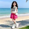 Conjunto de Verano para Niñas 2026 Nuevo Estilo Mediano y Grande Moda Infantil Elegante Dibujos Animados Gato KT Camiseta de Manga Corta Conjunto de Falda con Estampado de Leopardo